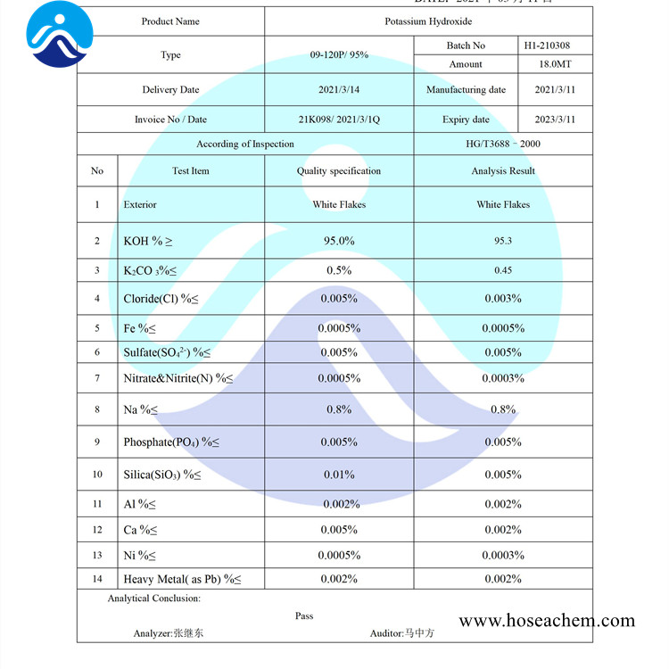 Potassium Hydroxide Used In Shampoo China Manufacturer